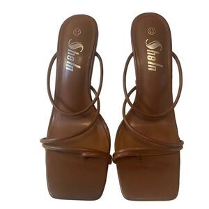 Sheln Square Open Toe Strappy Stiletto Sandals in Ladies Size 8.5